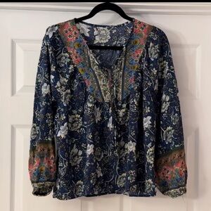 Floral Bohemian Women's Top - Blue and Red. Fits medium